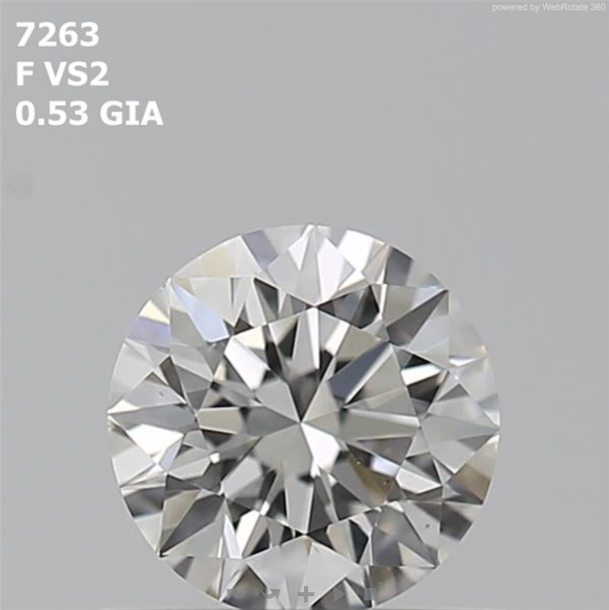 Round 0.53ct F VS2 EX EX EX N