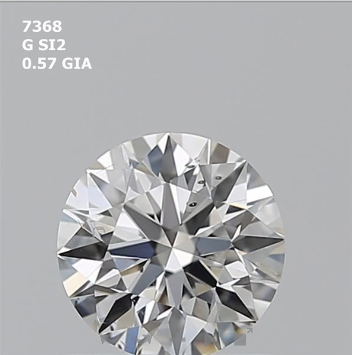 Round 0.57ct G SI2 EX EX EX N