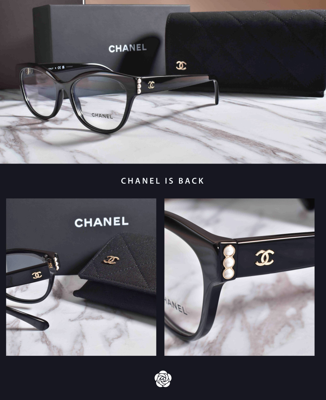 CHANEL】CN3440-H C622 潔白珍鑽貓眼框光學眼鏡