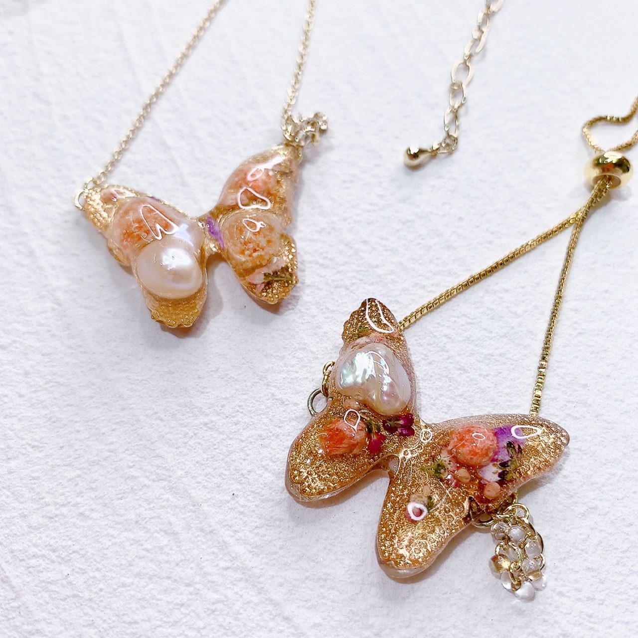 [手作家] 蝴蝶乾花封入手鏈/頸鏈