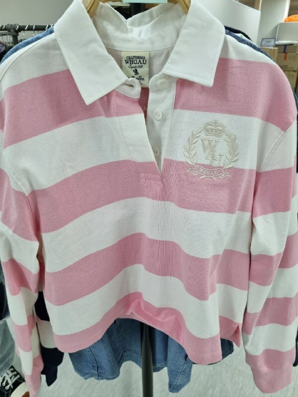 [K] WHO.A.U WOMEN'S CROPPED RUGBY LONG SLEEVE TEE,PINK, WHLAD2338F-PINK (KWAU581)