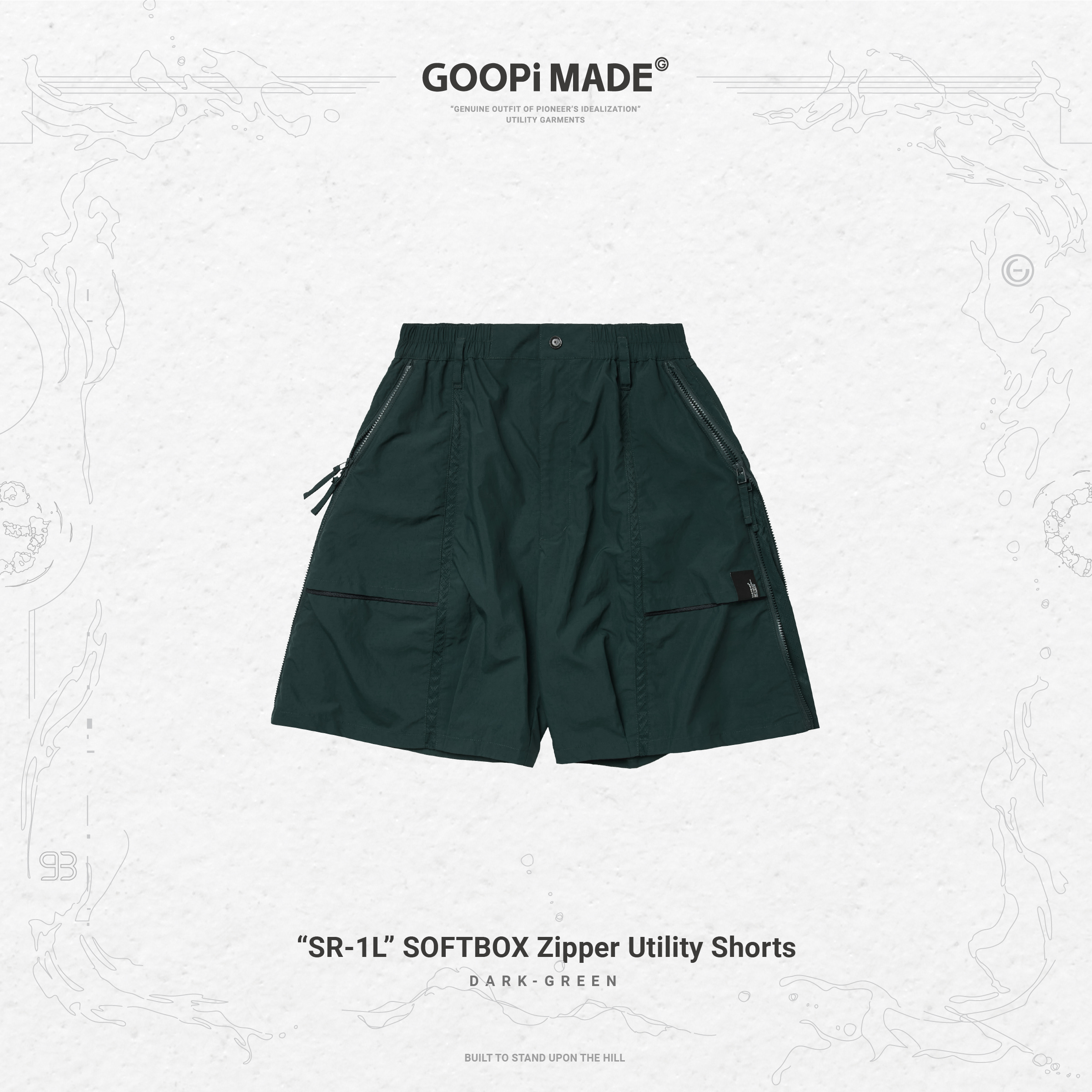 “SR-1L” SOFTBOX Zipper Utility Shorts - Dark-Green