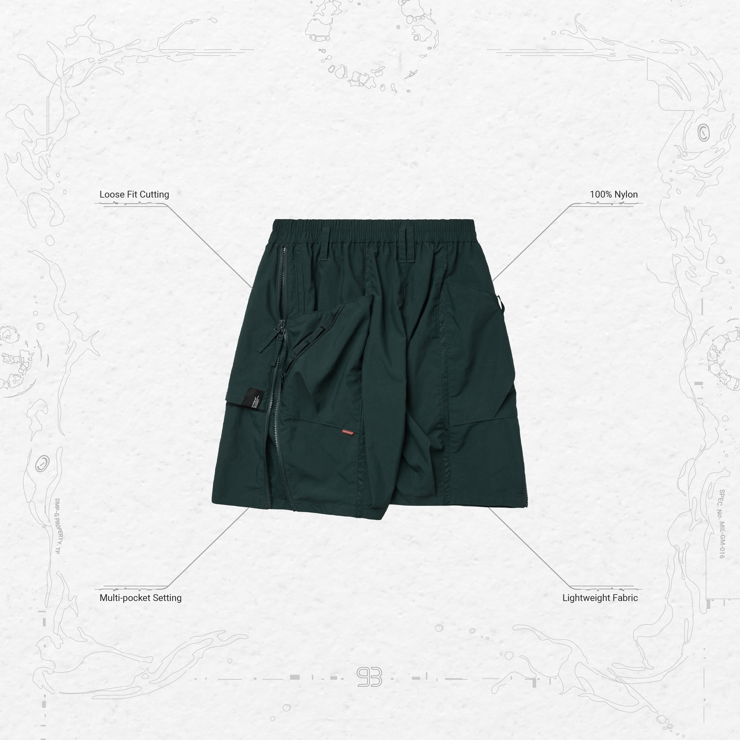 SR-1L” SOFTBOX Zipper Utility Shorts - Dark-Green