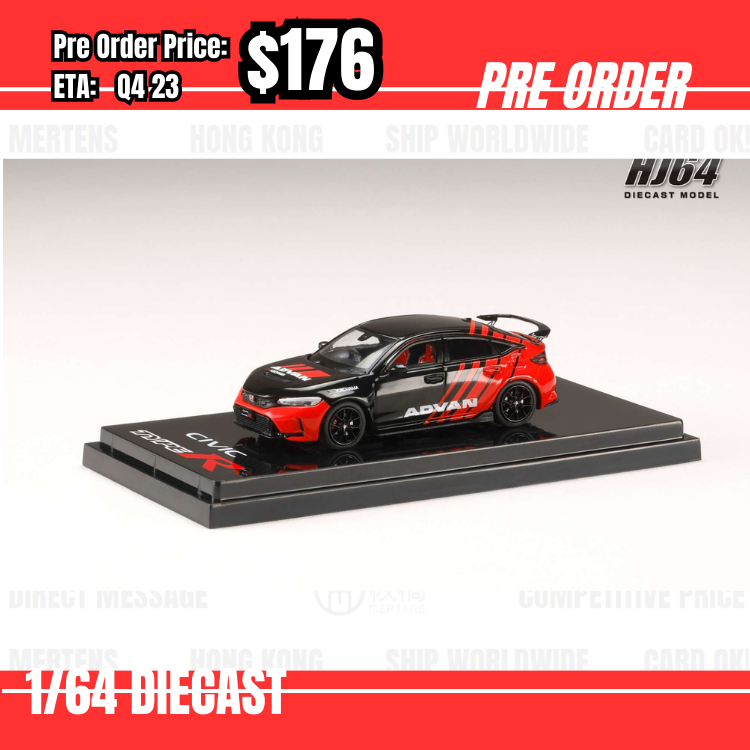 Pre Order-$176 Hobby Japan 1:64 Honda CIVIC TYPE R (FL5) YOKOHAMA ADVAN COLOR (CUSTOMIZED COLOR VER.) HJ641063AV [09/05]