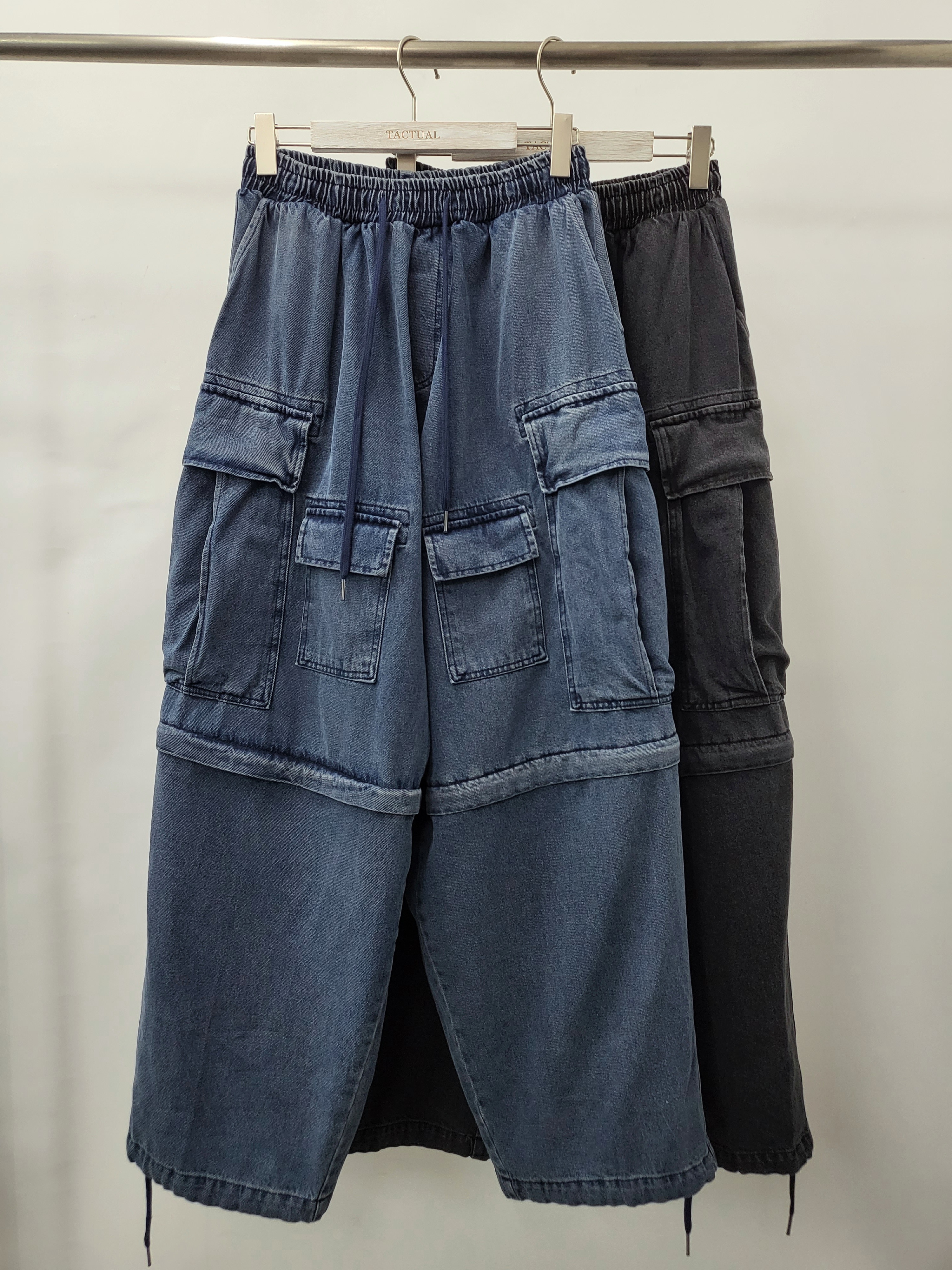 牛仔可拆腳工裝鬆身褲 P2364