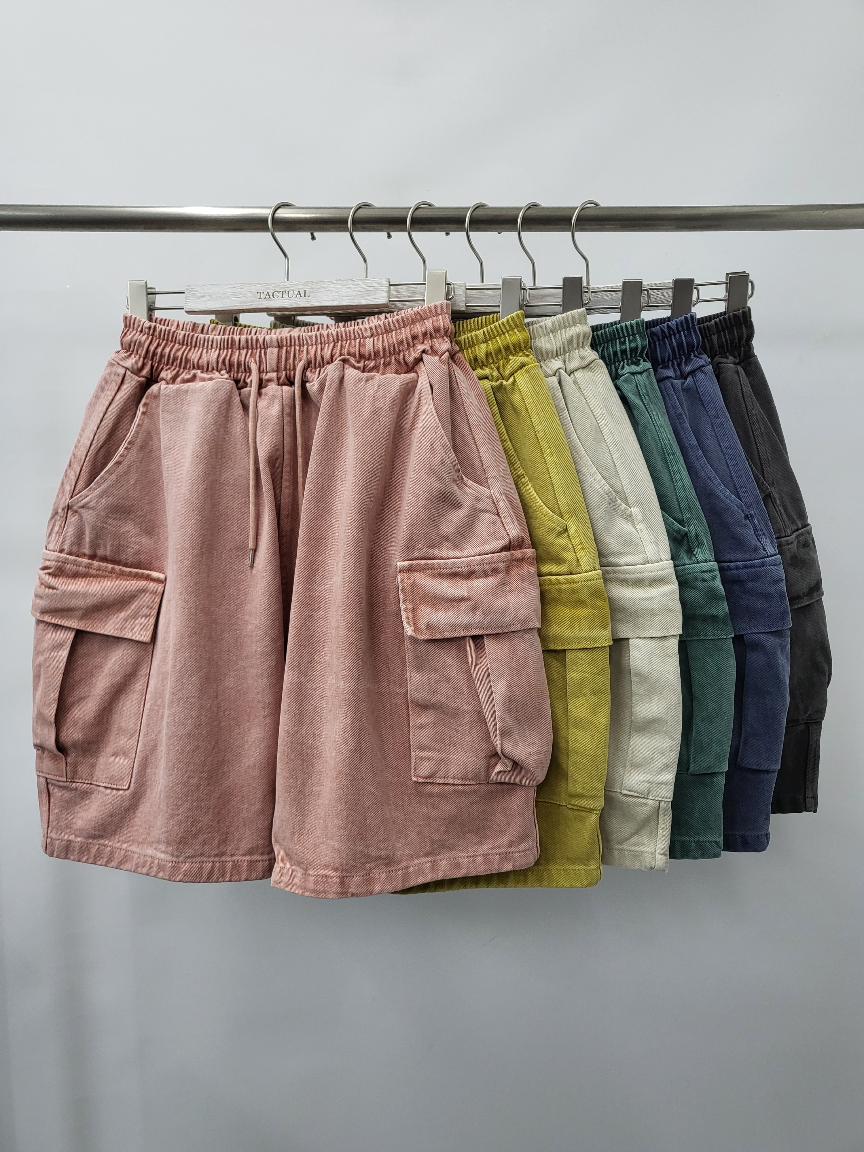 淨色洗水工裝短褲 P2354