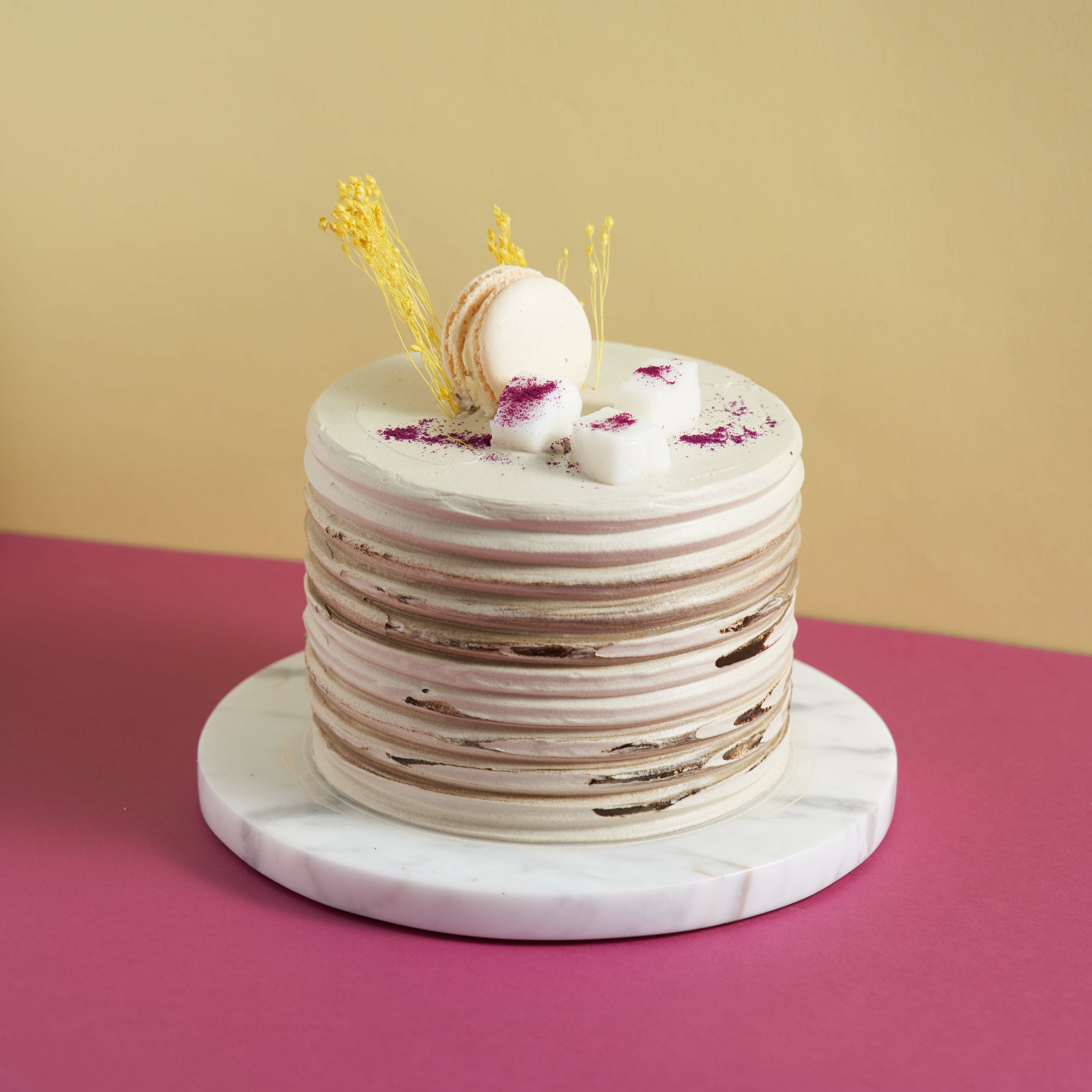 Houjicha, Purple Yam & Mochi Cake