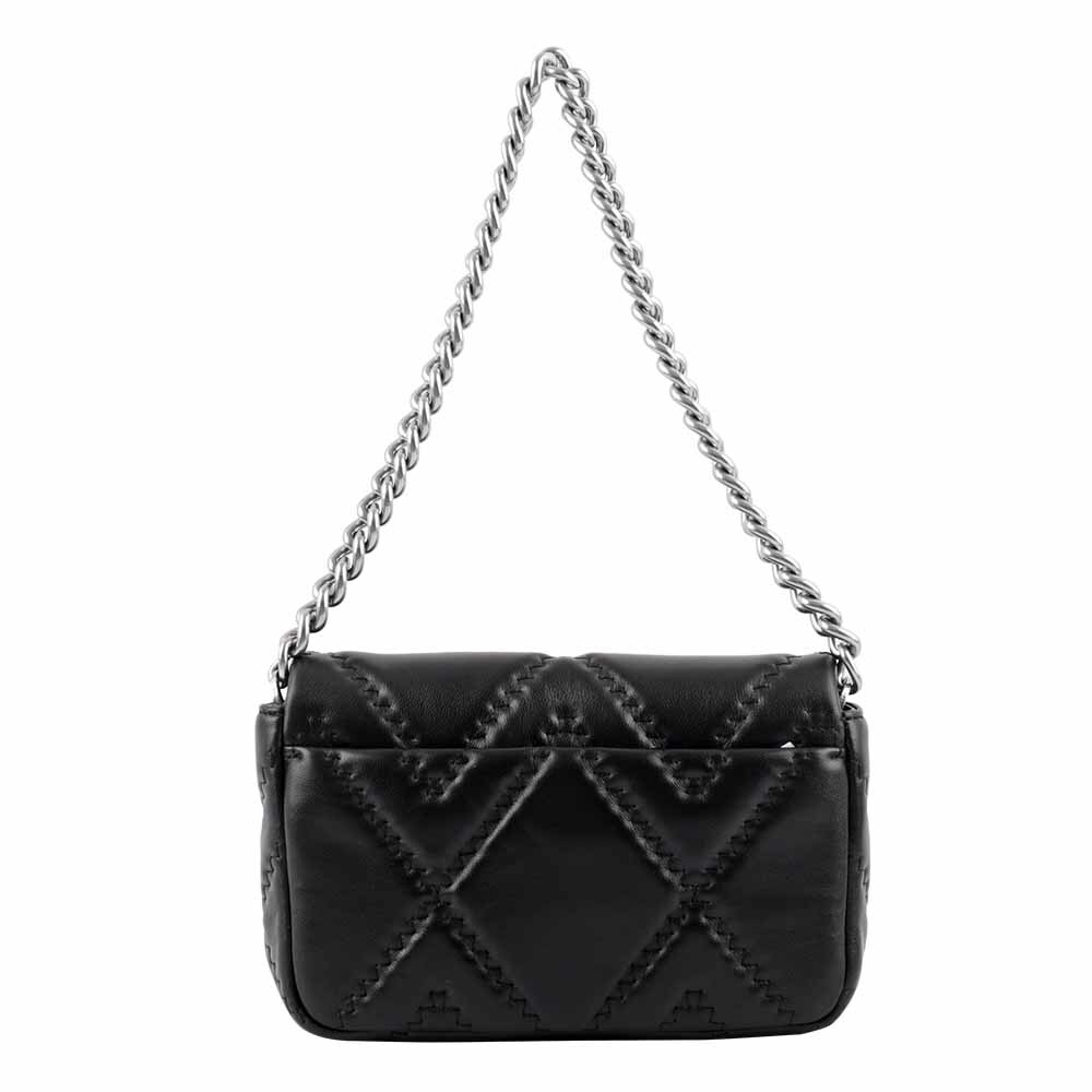 【MARC JACOBS】THE J MARC 縫線小羊皮翻蓋二用包(黑色)