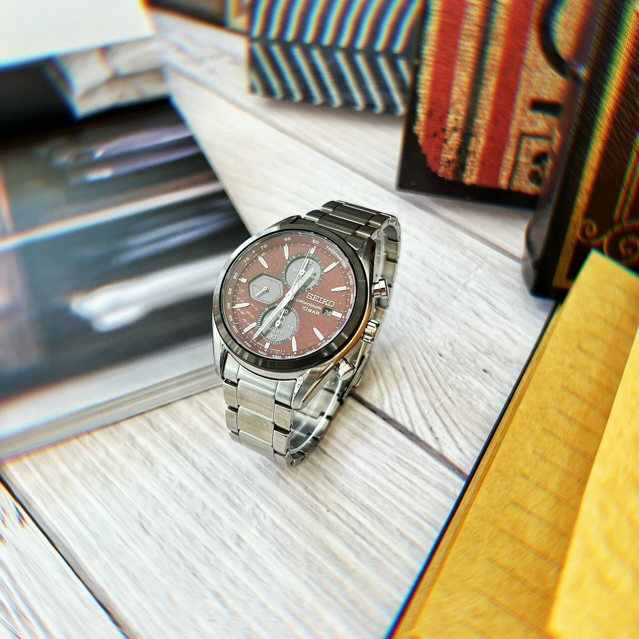 【SEIKO 精工】CS  喬治亞羅設計太陽能計時三眼男錶  V176-0BH0R  41mm 現代鐘錶