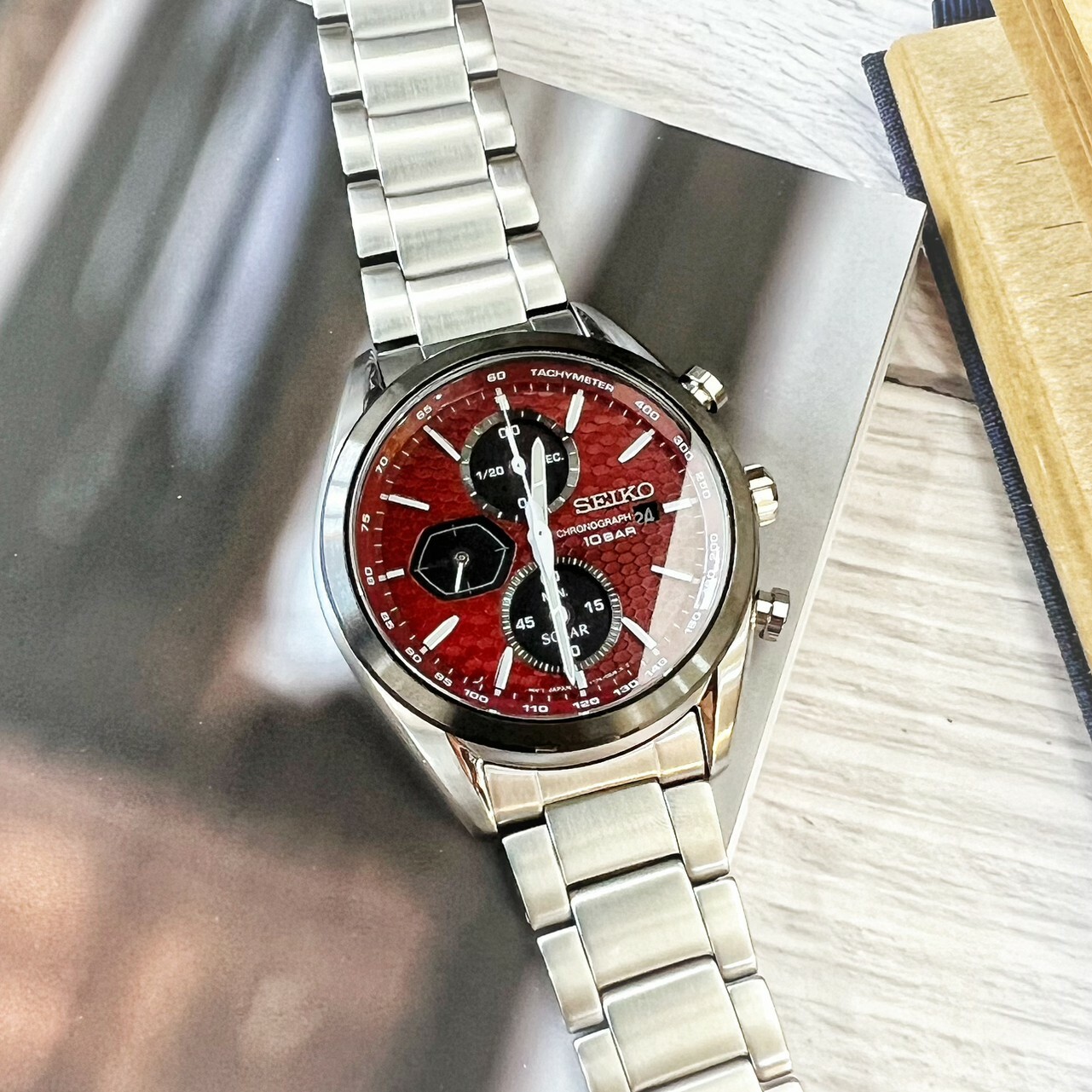 【SEIKO 精工】CS  喬治亞羅設計太陽能計時三眼男錶  V176-0BH0R  41mm 現代鐘錶