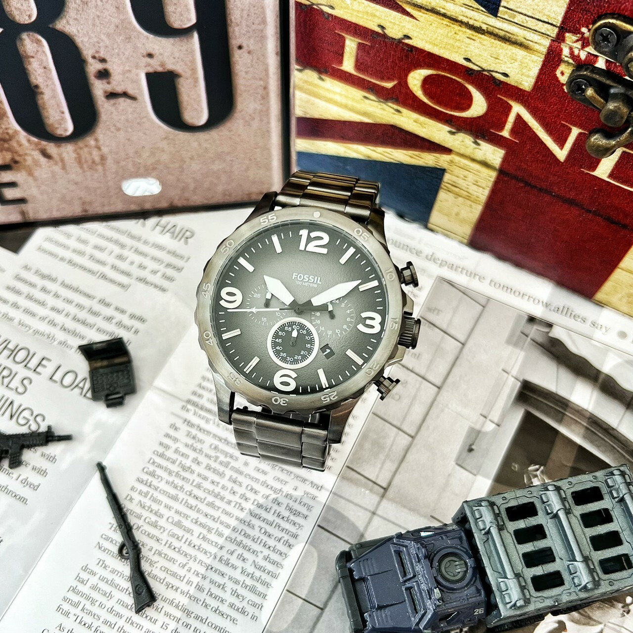 【FOSSIL】戰神世紀三眼計時腕錶 JR1437 50mm 現代鐘錶