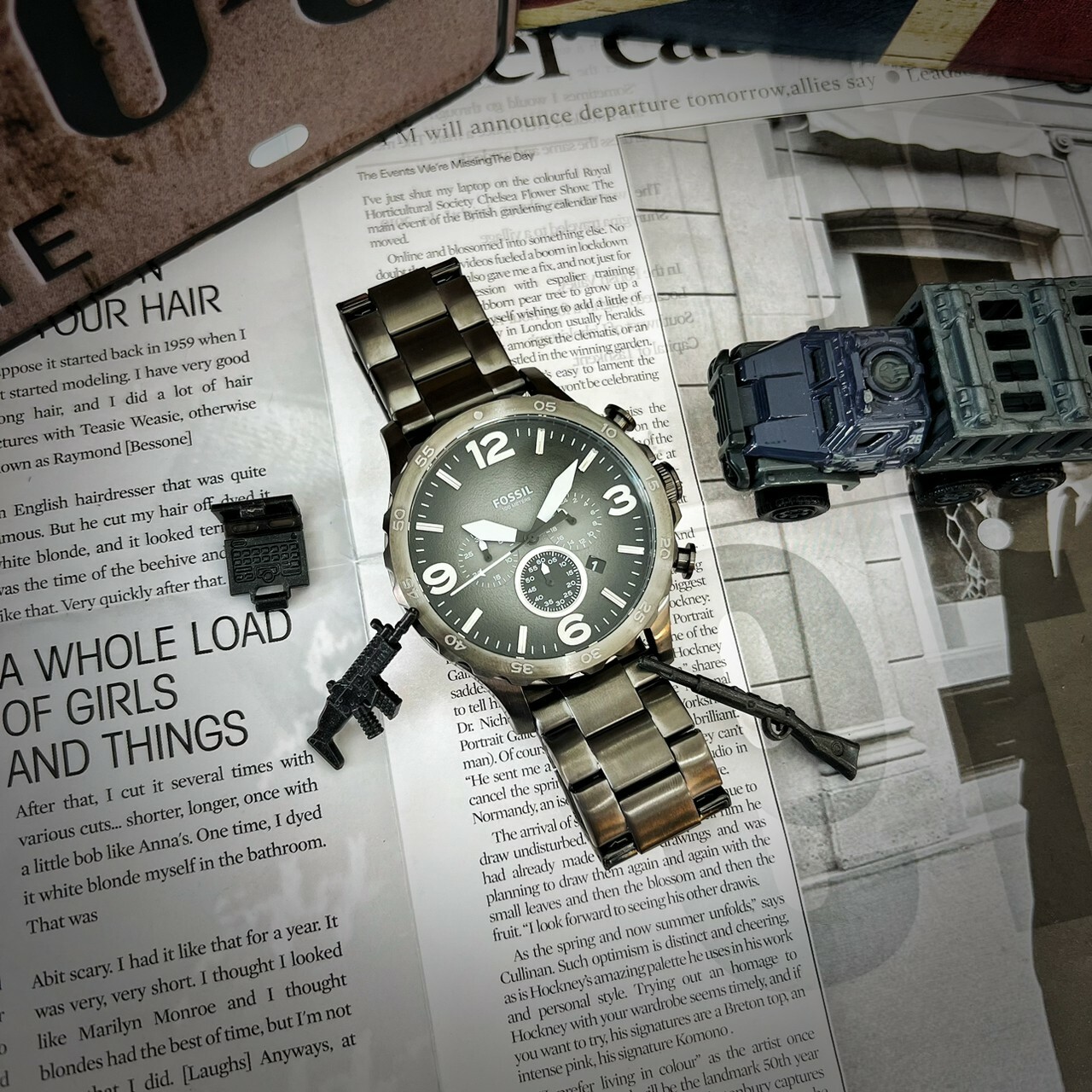 【FOSSIL】戰神世紀三眼計時腕錶 JR1437 50mm 現代鐘錶