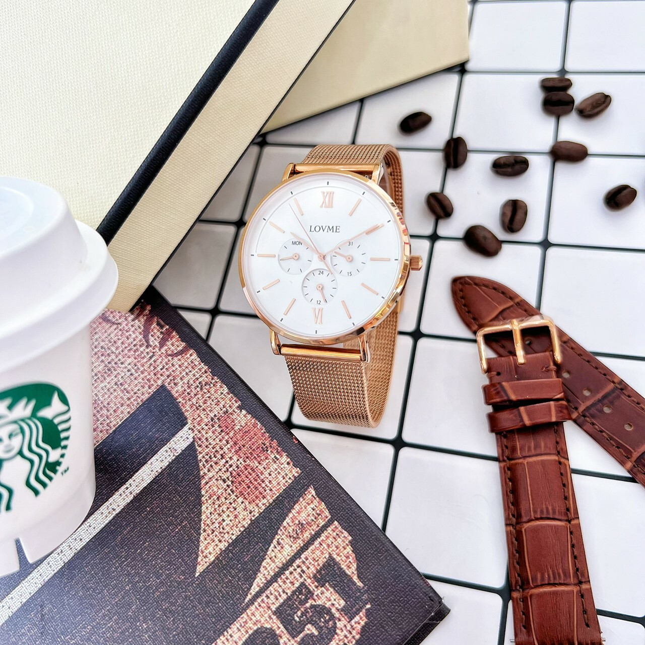 【LOVME】1089系列三眼米蘭錶帶禮盒時尚手錶 VM1089M-44-241-C   41mm 現代鐘錶