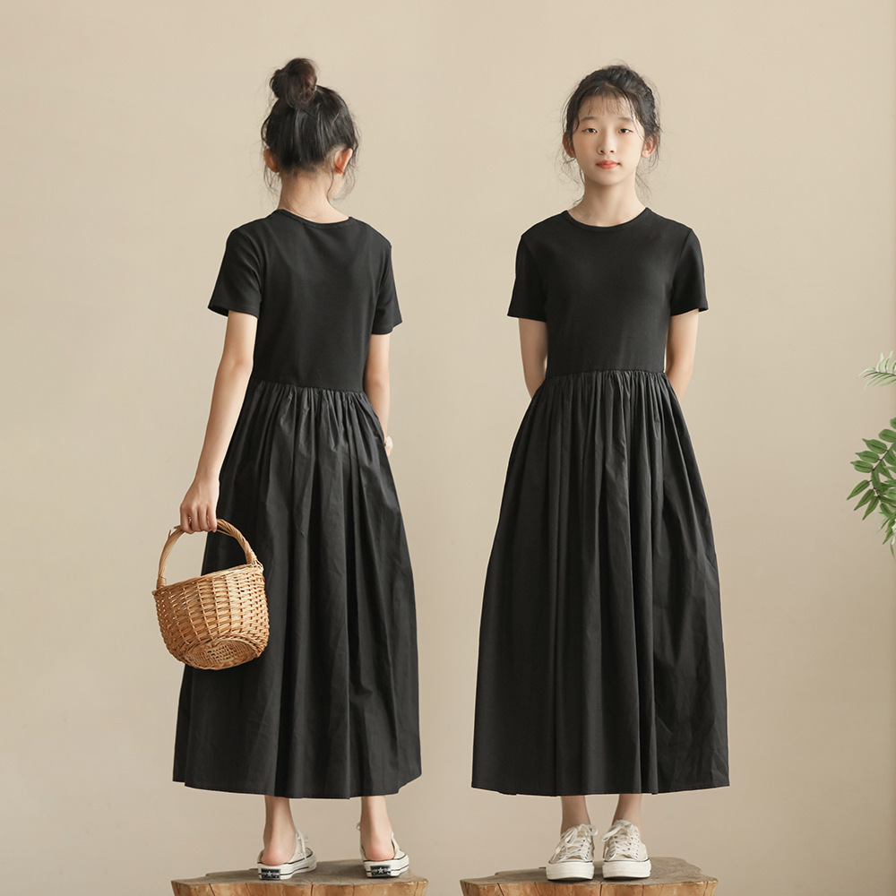 日系赫本風 收腰連身長裙