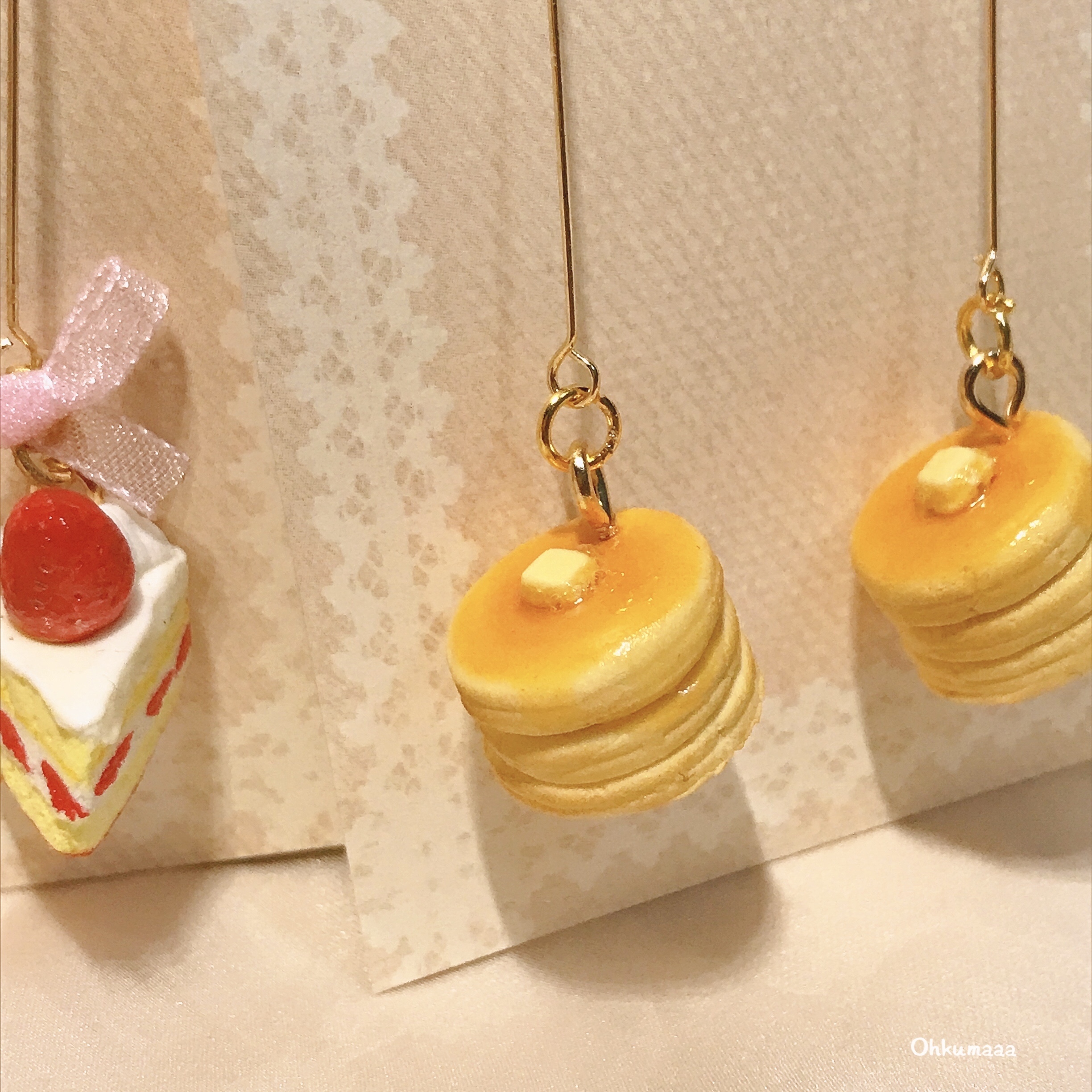 Handmade mini honey pancake earrings