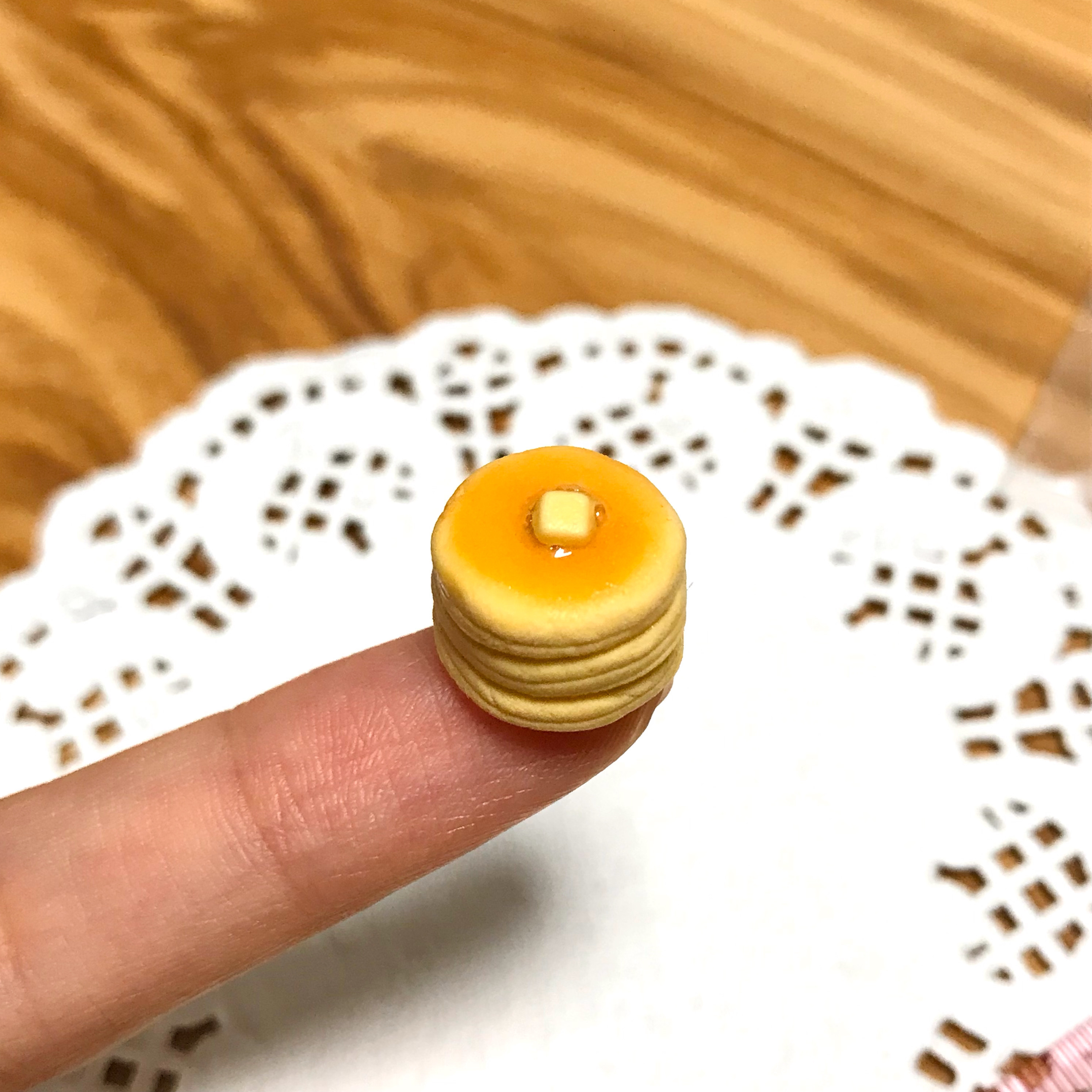 Handmade mini honey pancake earrings