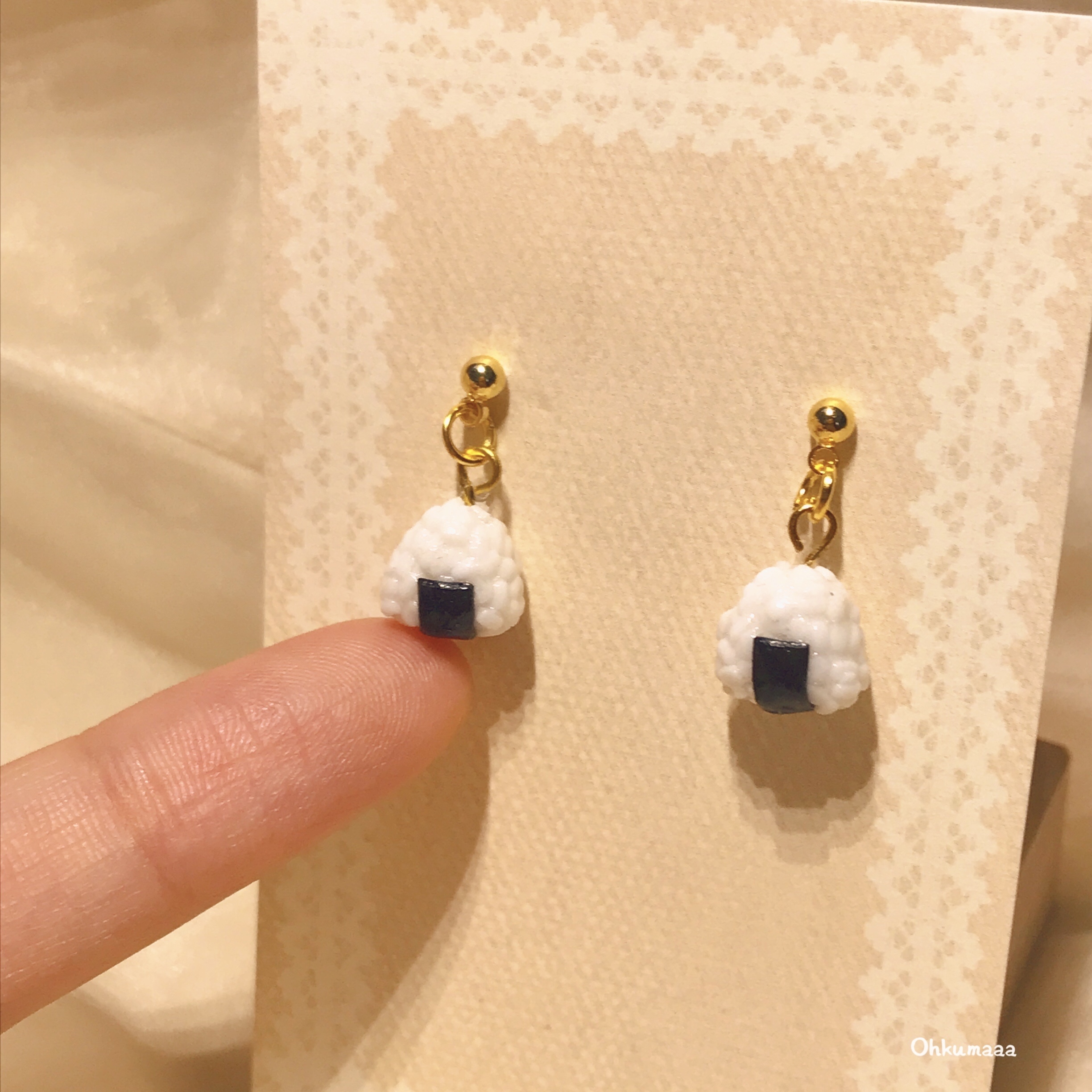 Handmade mini rice ball earrings