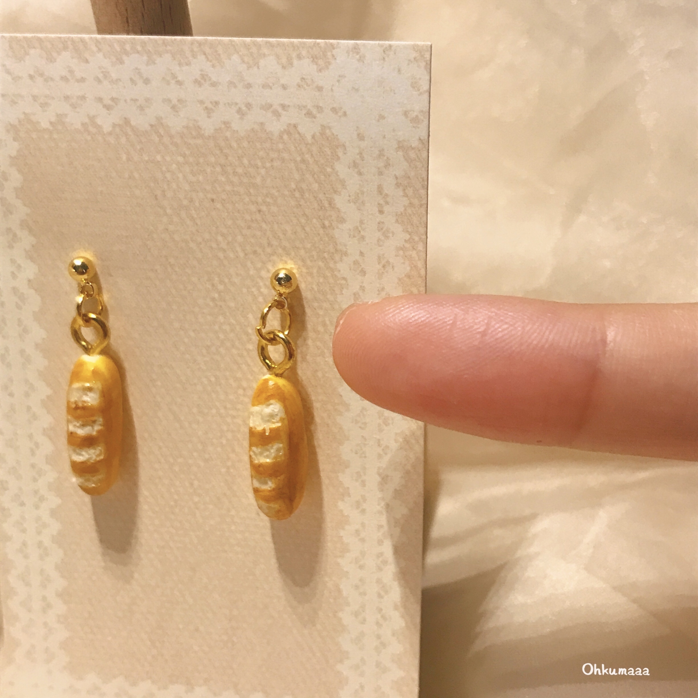 Handmade mini baguette earrings