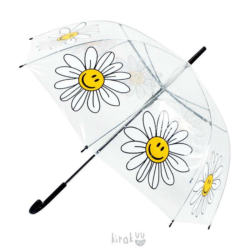 日本 Kirakuu 菊花笑面透明雨傘|浪漫氛圍|雨傘雨具系列|長傘|大範圍擋風擋雨 【10/19 截單，預計 :10月尾至11月中發貨】】