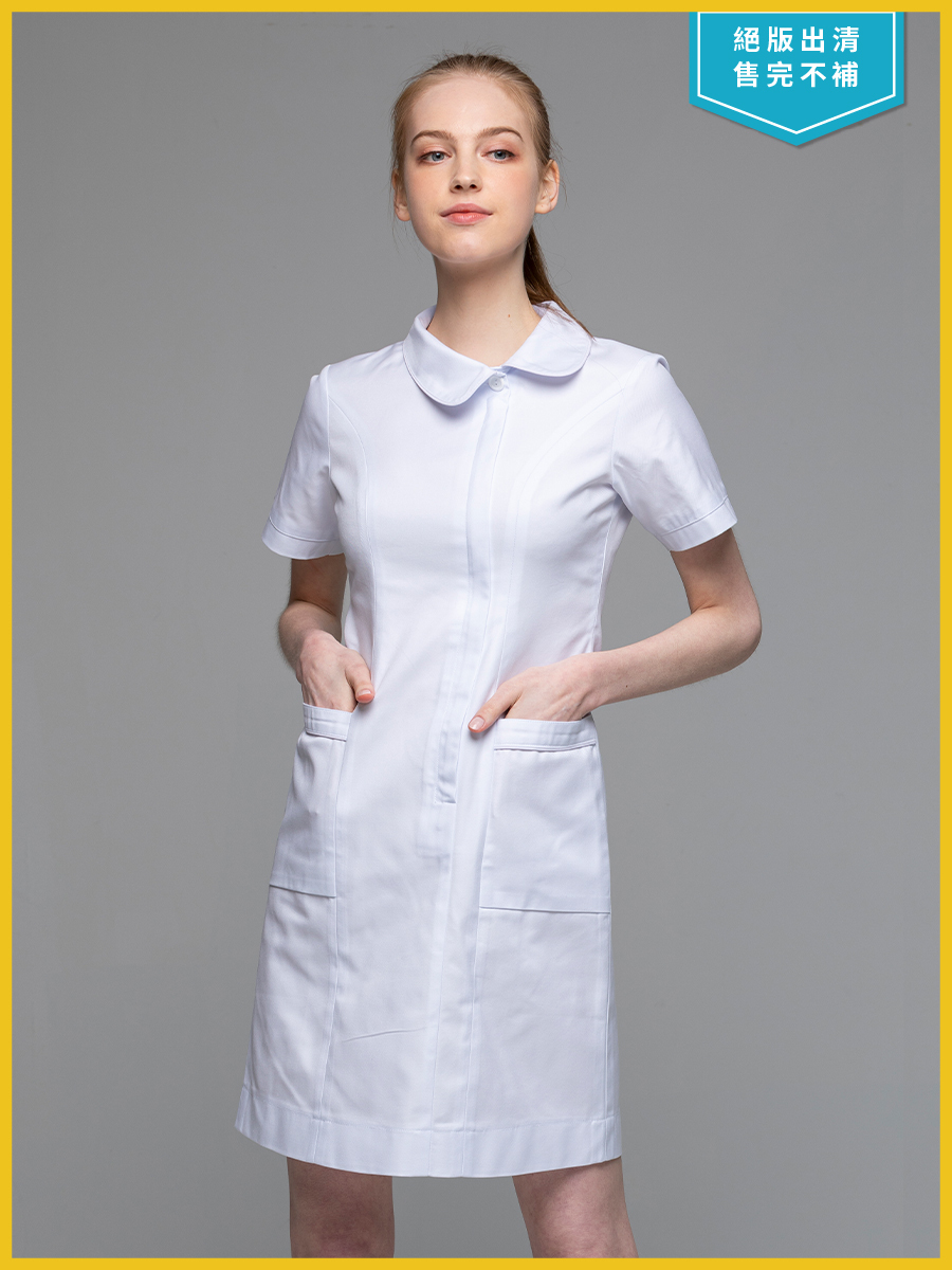 【 B108-W0 出清款 】女護理洋裝-B立挺布-純粹白