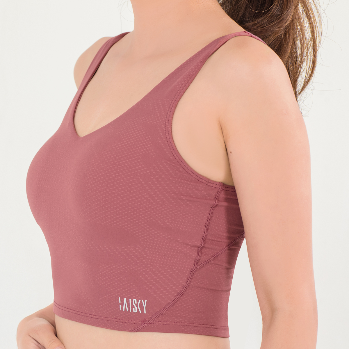 女款微V簡約運動內衣 豆沙粉