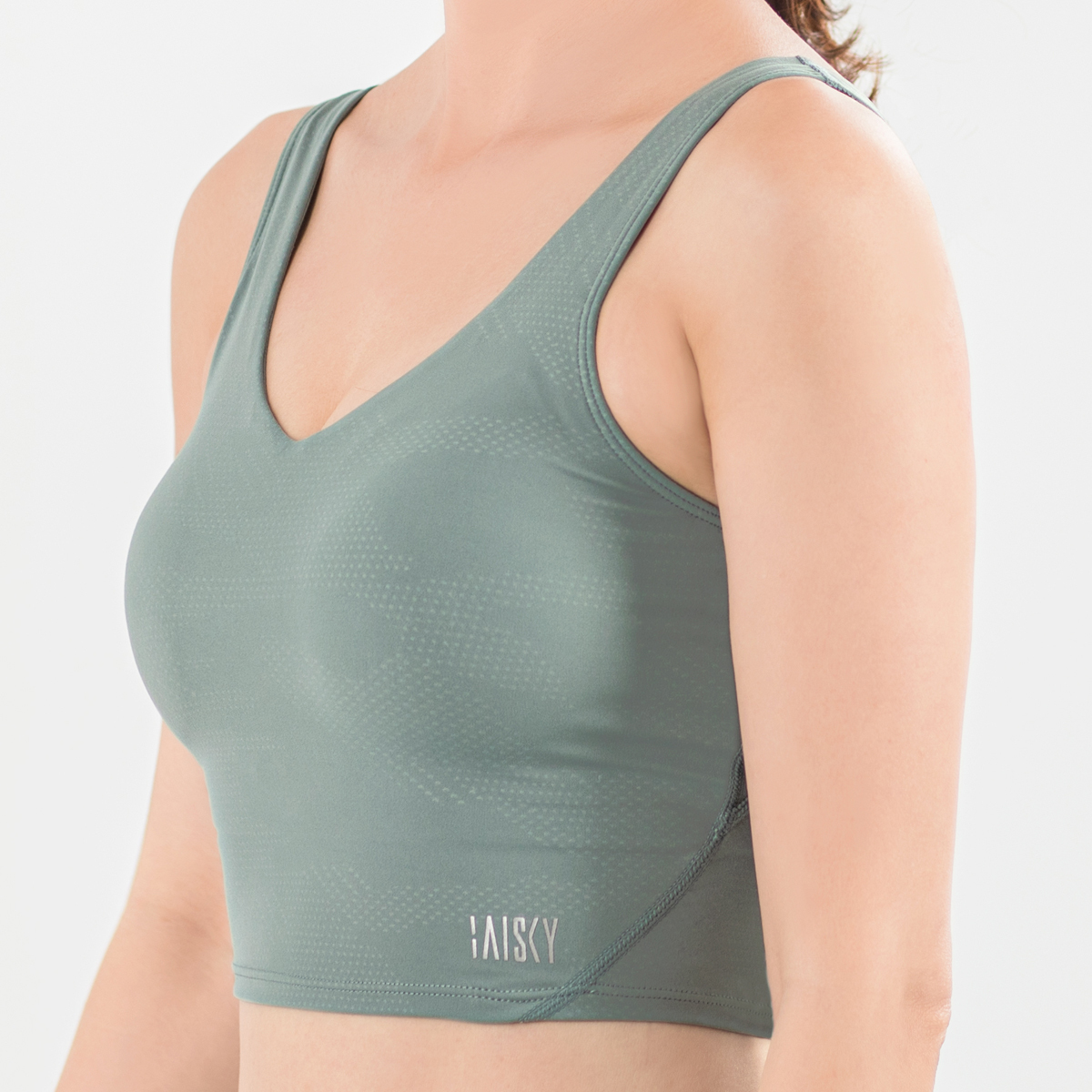 女款微V簡約運動內衣 森林綠