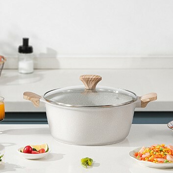 《2158》麥飯石加深木把含蓋不沾湯鍋