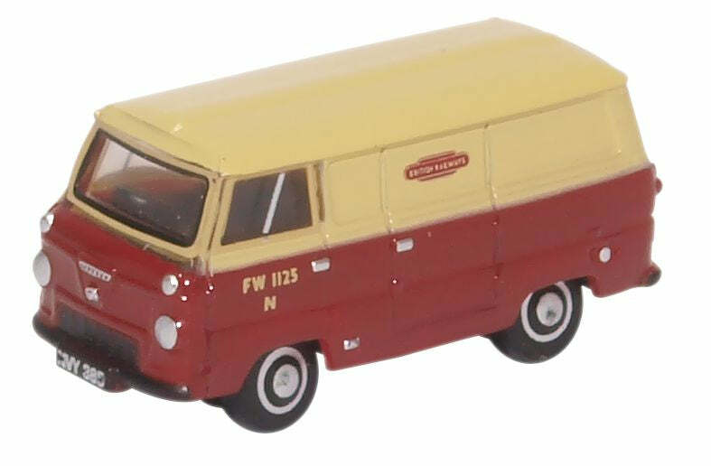 Oxford NFDE001 1:148 Ford 400E Van British Railways 福特麵包車.米黃+紅