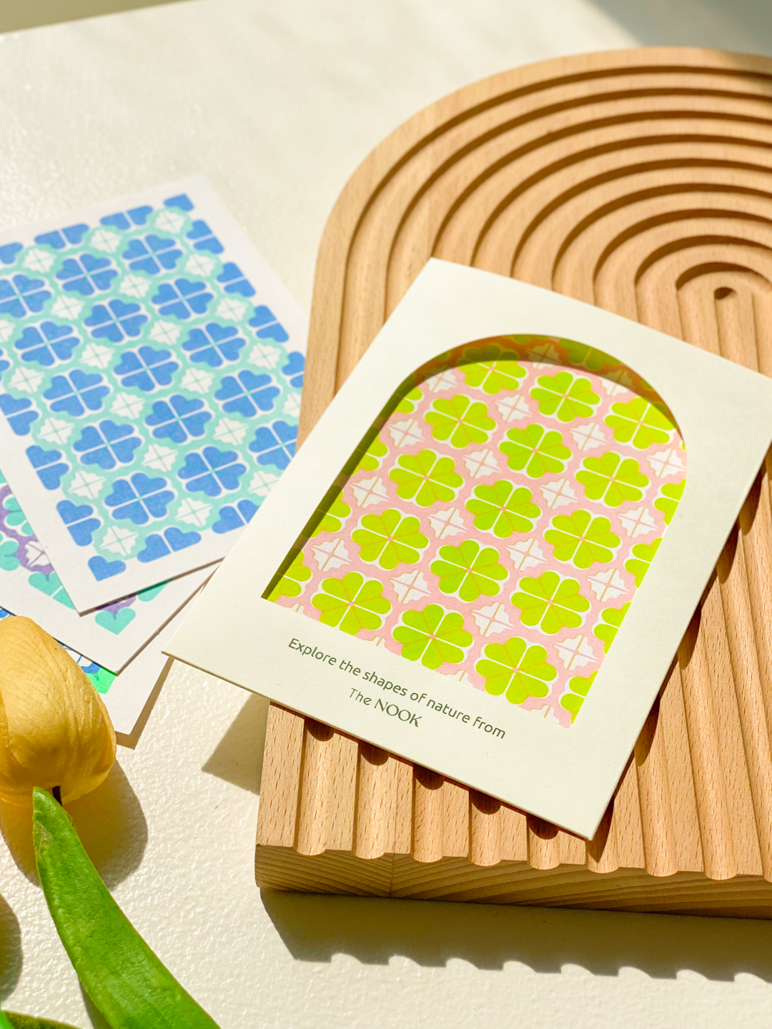 玻璃海棠四葉草壓花RISO明信片