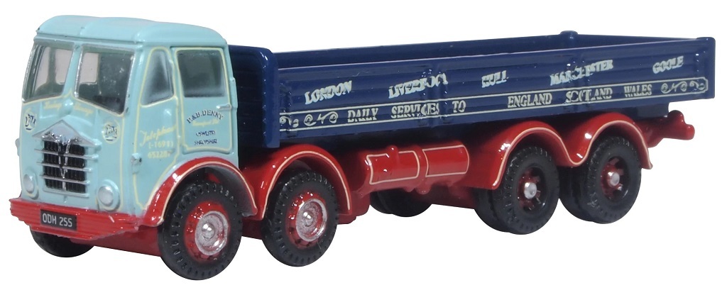 Oxford NFG014 1:148 Foden FG8 Wheel Dropside Dennys Transport 大卡車.藍+淺藍