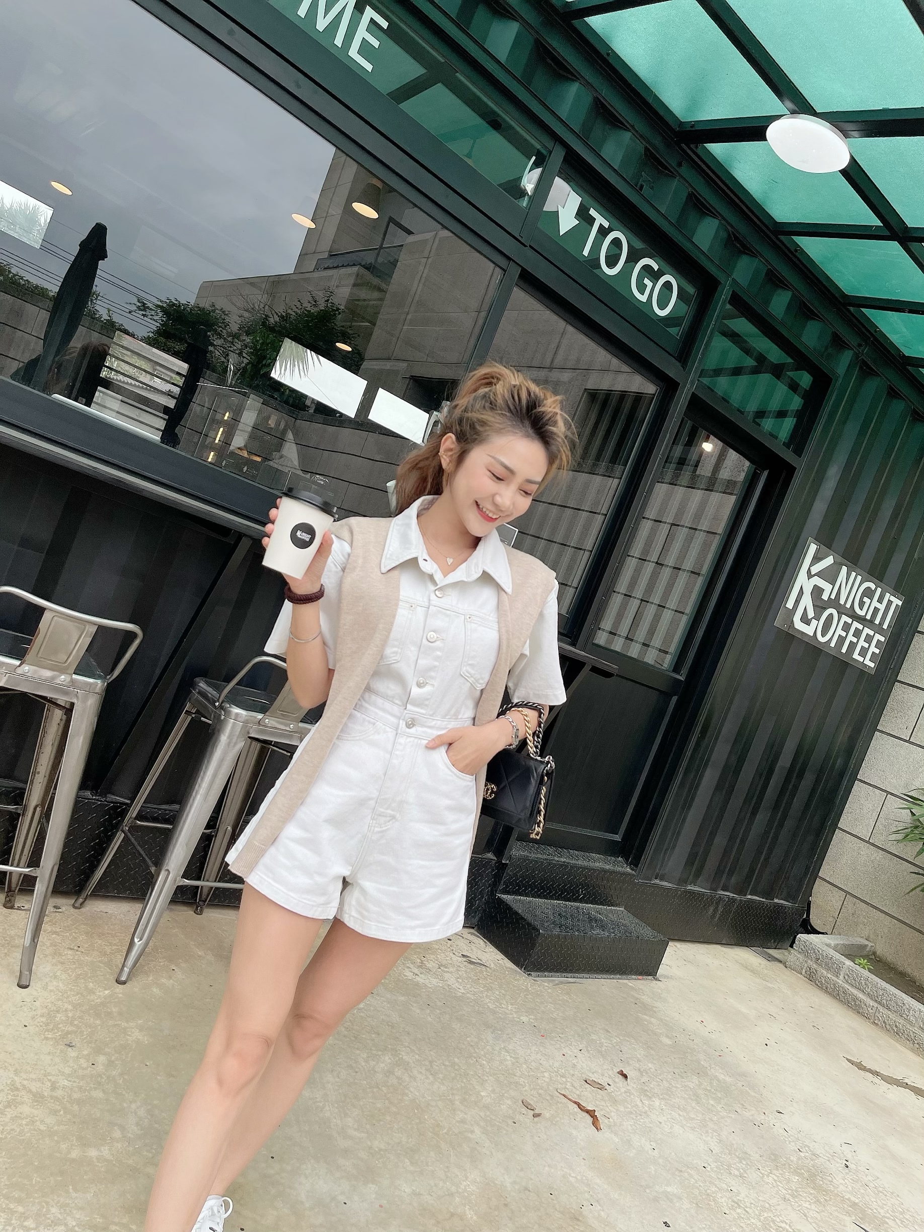 🔥05.10直播新品］🇰🇷正韓超可愛剪齡修身牛仔連身短褲（兩色，SM）