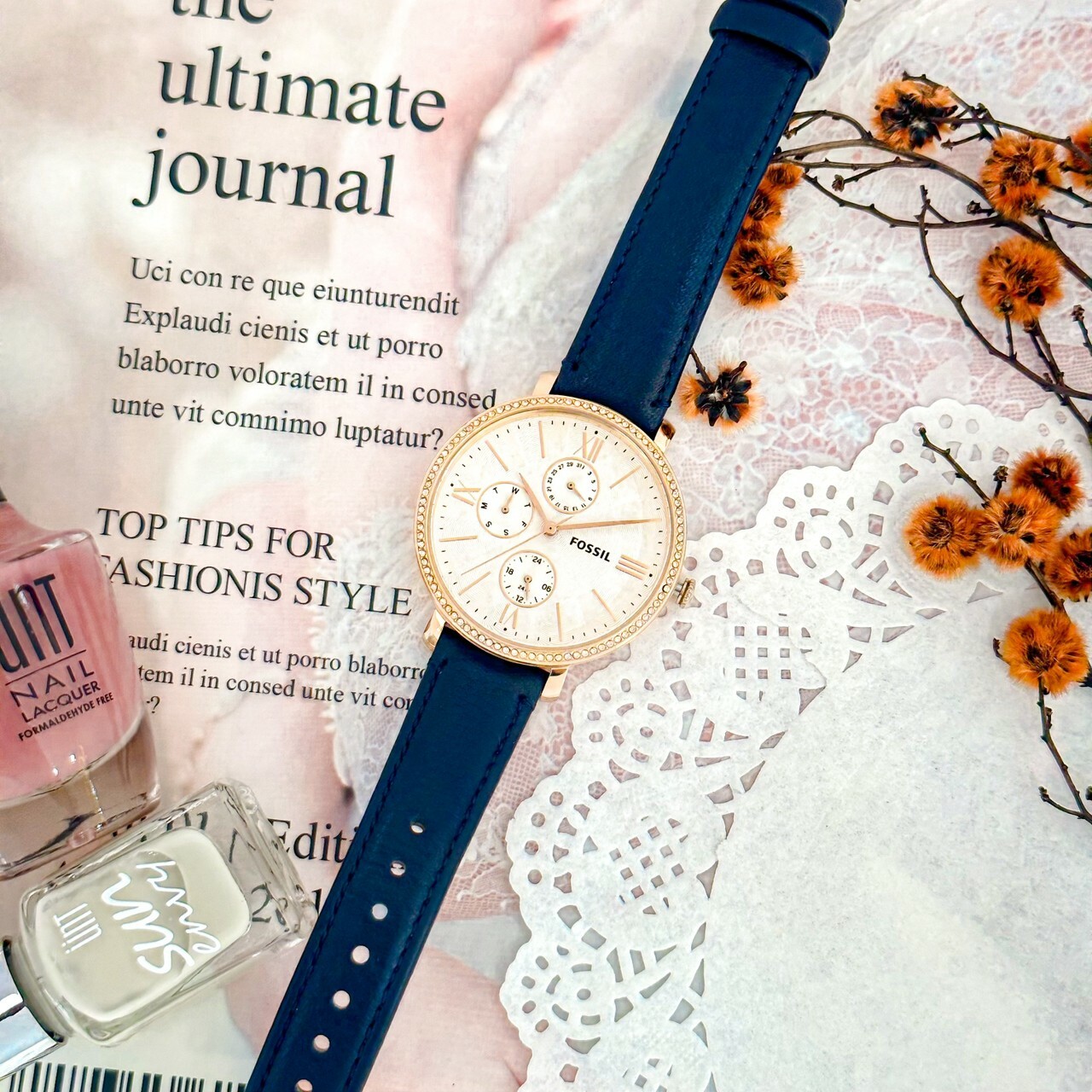 【FOSSIL】Jacqueline 氣質晶鑽三眼女錶 ES5096 38mm 現代鐘錶