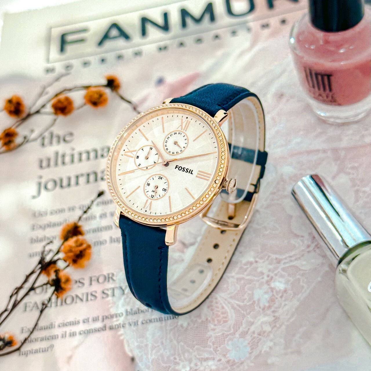 【FOSSIL】Jacqueline 氣質晶鑽三眼女錶 ES5096 38mm 現代鐘錶