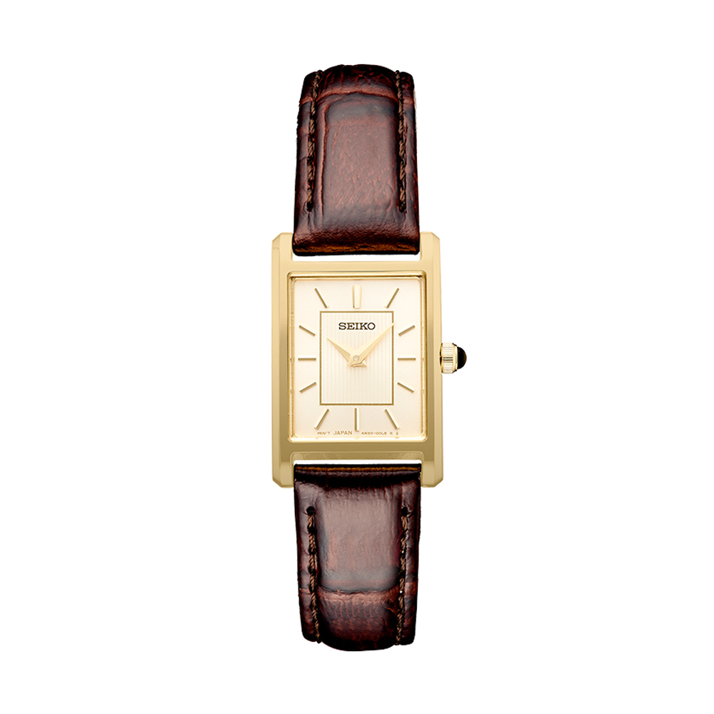 SEIKO 精工 SWR066 Tank 女裝 金色 方形 復古 石英 皮帶錶