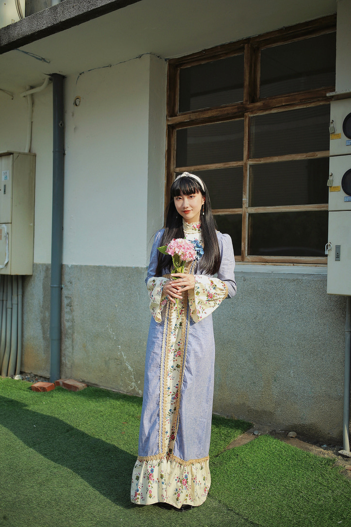 Vintage Dress / 1970s拼接花卉禮服