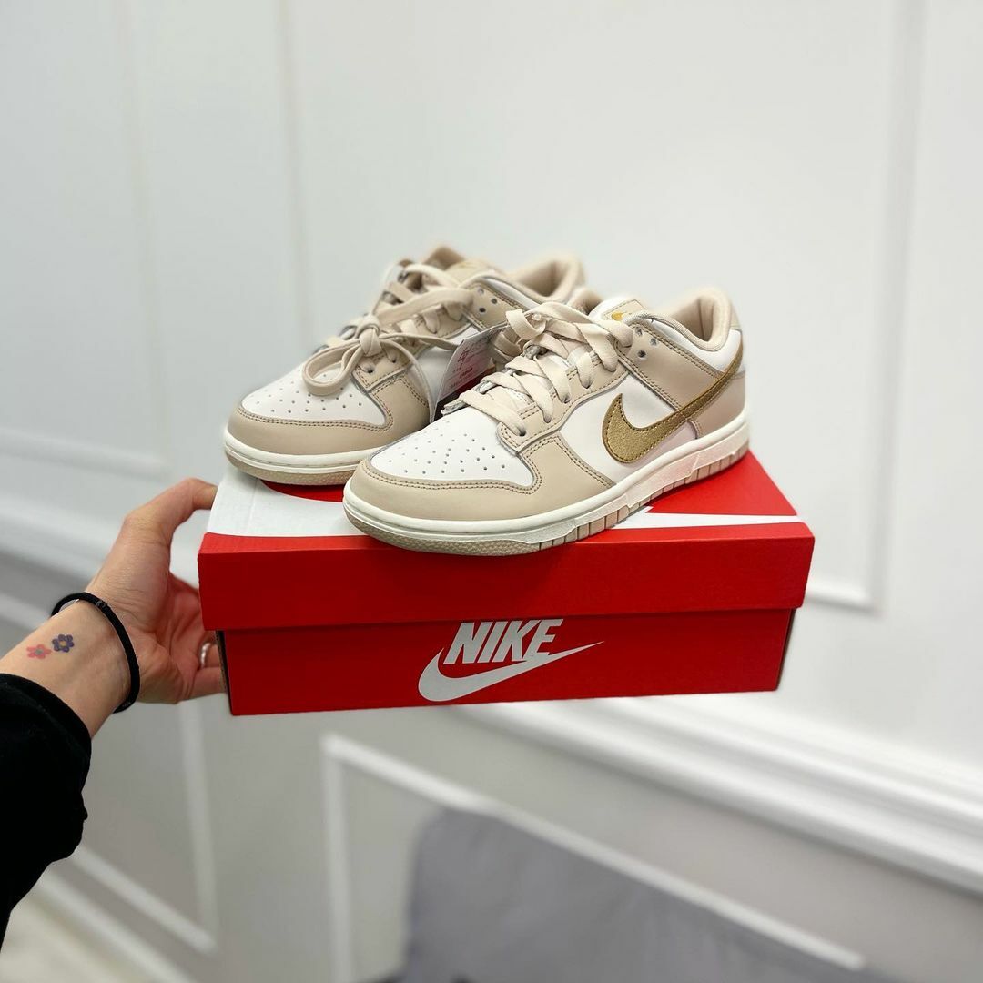 Nike Dunk Low 金箔奶茶 奶茶色 金勾 粉金 白色 女鞋 DX5930-001