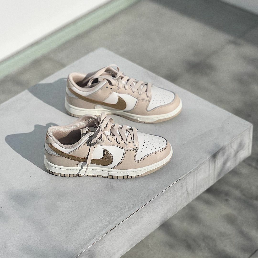 Nike Dunk Low 金箔奶茶 奶茶色 金勾 粉金 白色 女鞋 DX5930-001