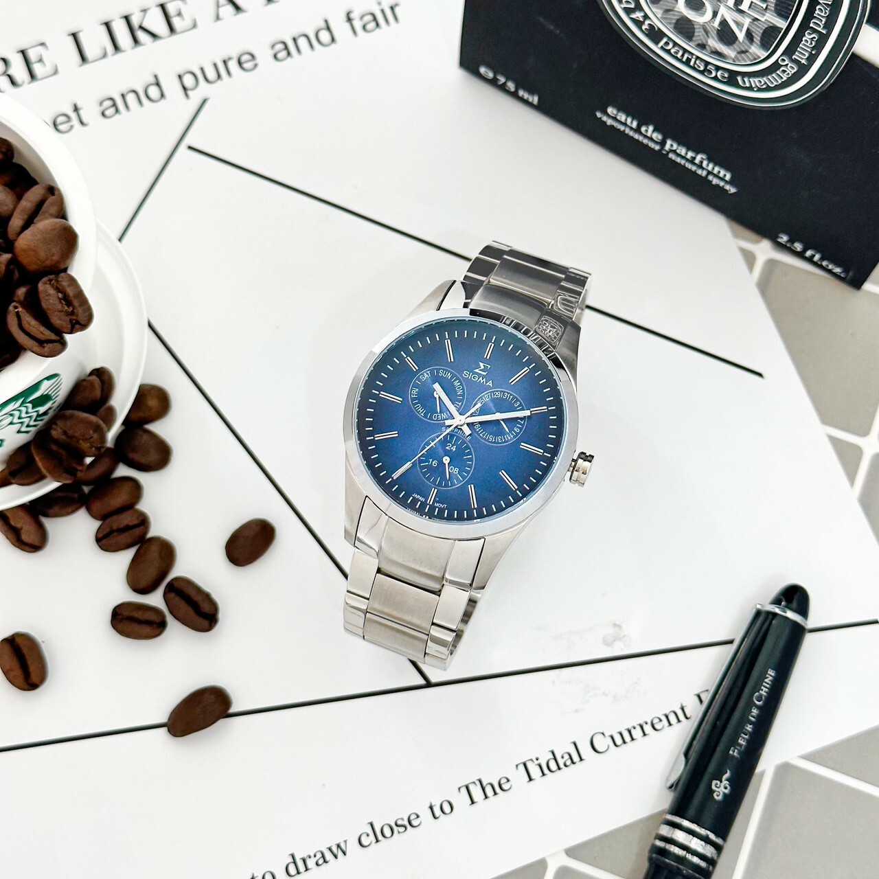 【SIGMA】準確時刻時尚藍面腕錶 9815M-13 41mm 現代鐘錶