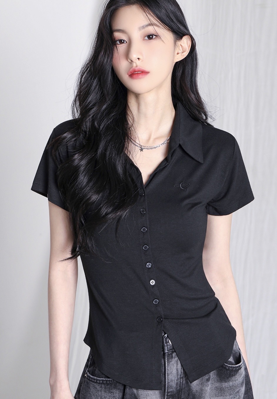 <預購> 韓國AVANDRESS 翻領短袖襯衫式上衣