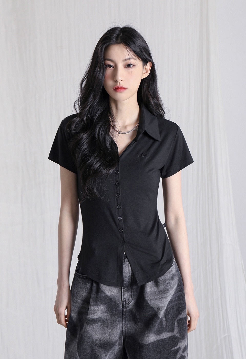 <預購> 韓國AVANDRESS 翻領短袖襯衫式上衣