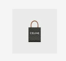[S] CELINE MINI VERTICAL CABASIN TRIOMPHE CANVAS AND CALFSKIN WITH CELINE PRINT, 194372BZK.04LU (SZZ197)