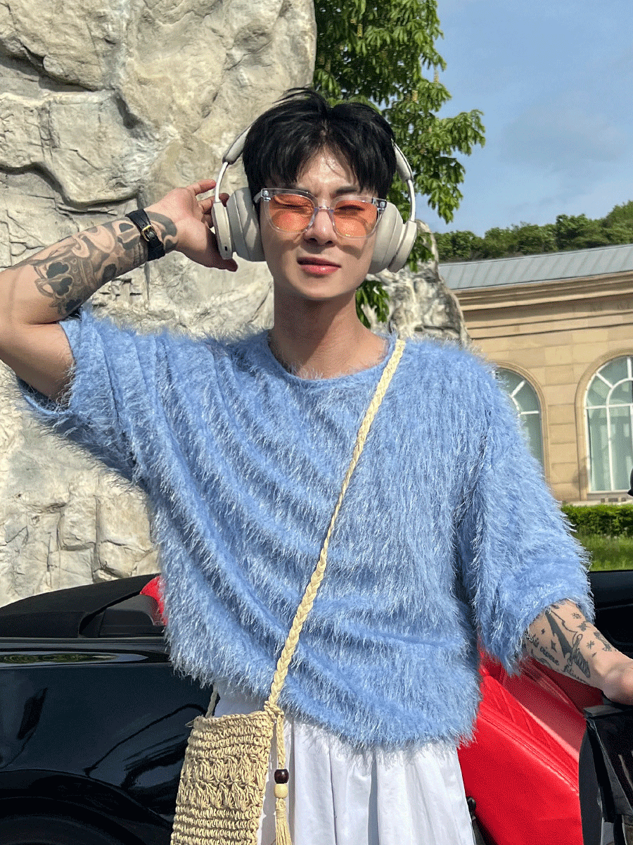 Pop Pop馬海毛柔軟U領短袖T恤