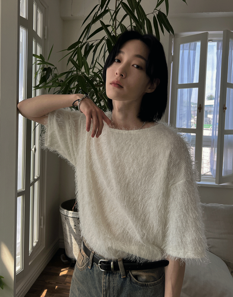 Pop Pop馬海毛柔軟U領短袖T恤