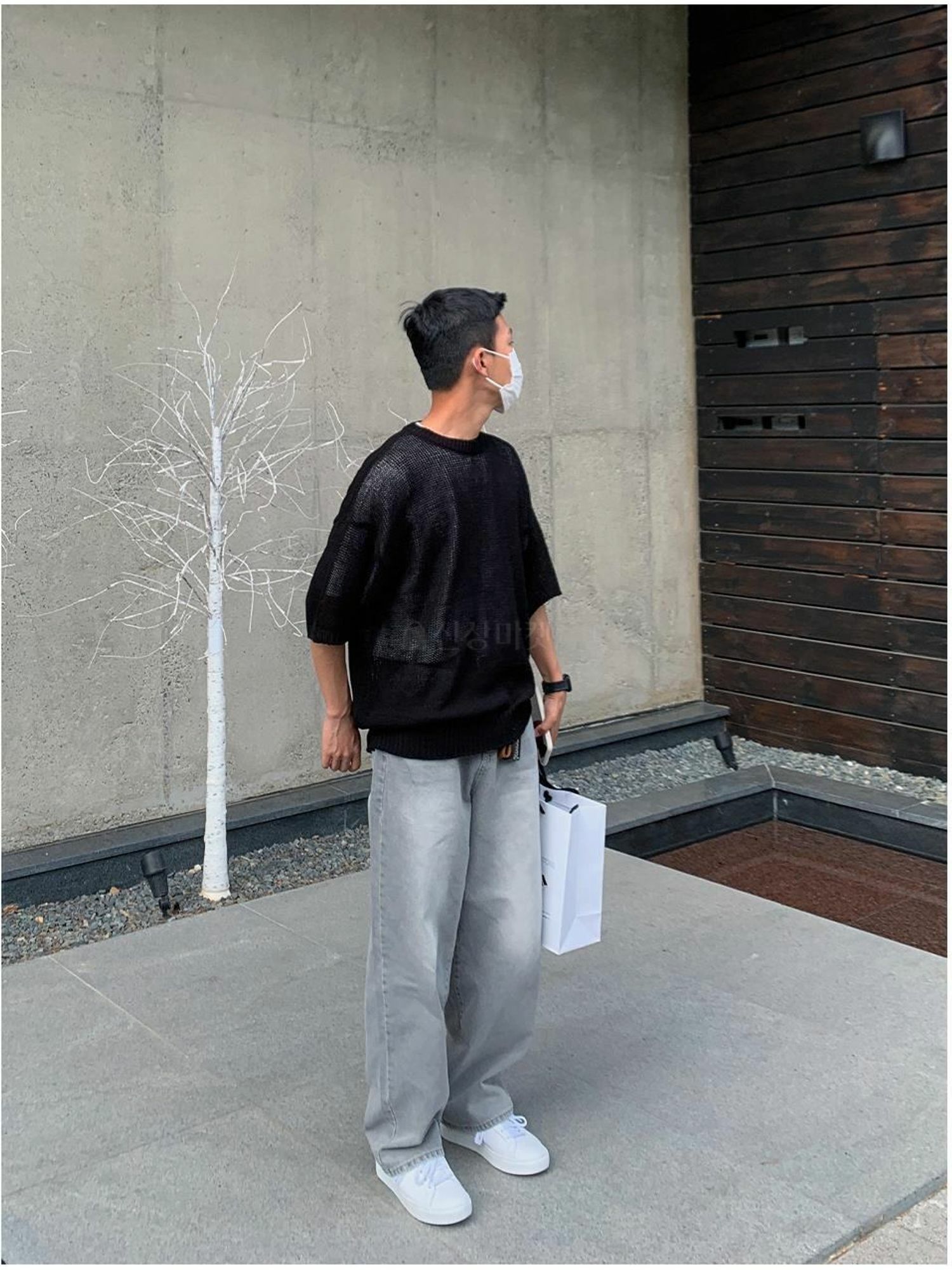 圓領短袖針織衫上衣