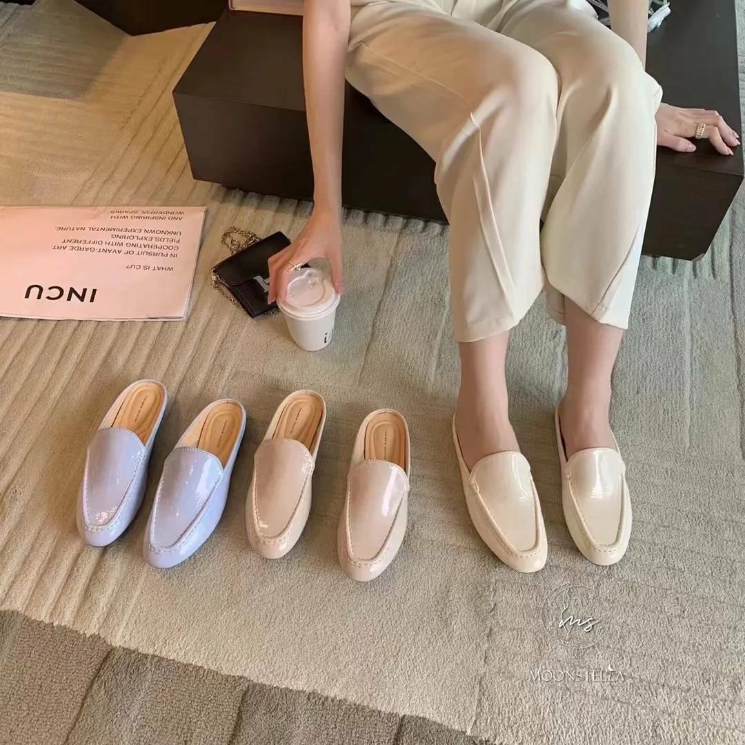 韓版軟漆皮穆勒鞋