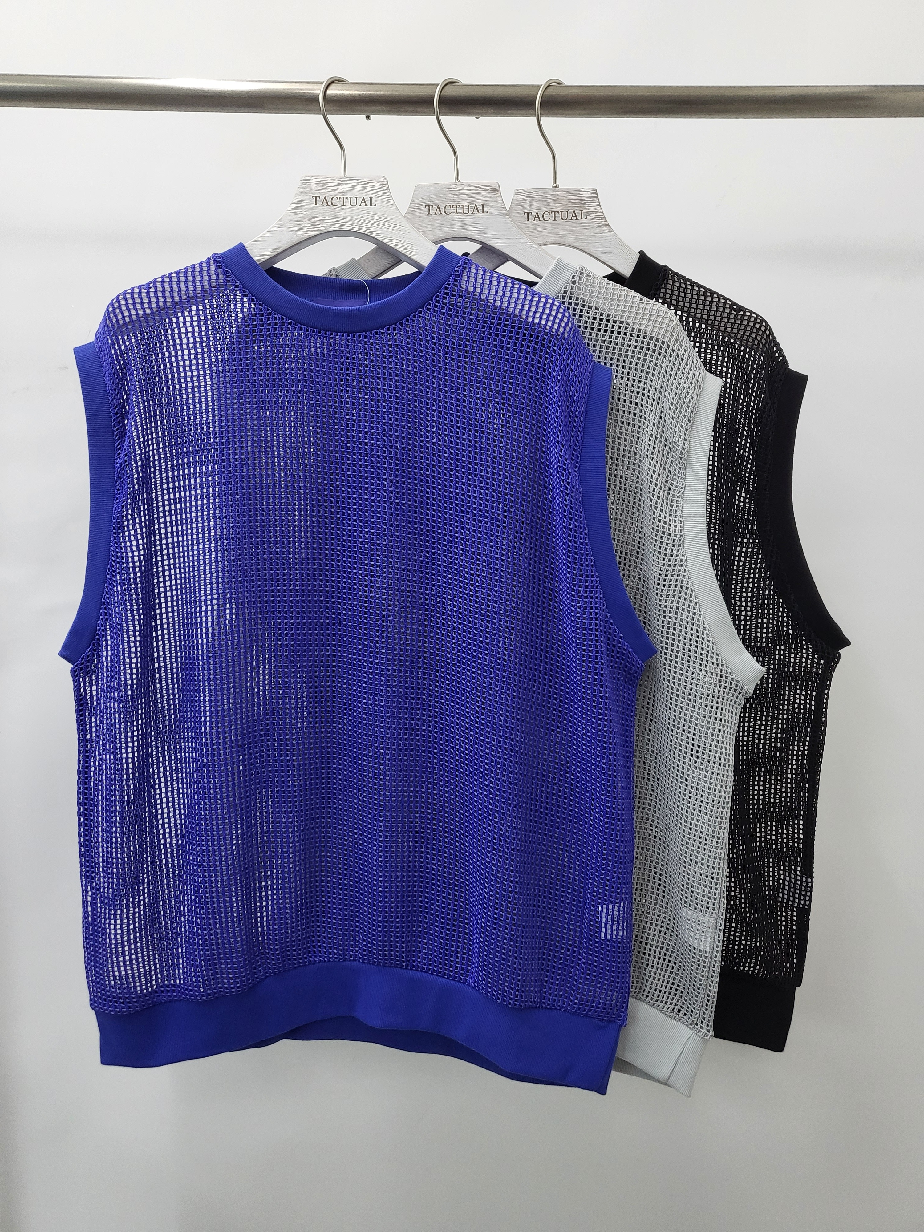 圓領網紋背心 V864