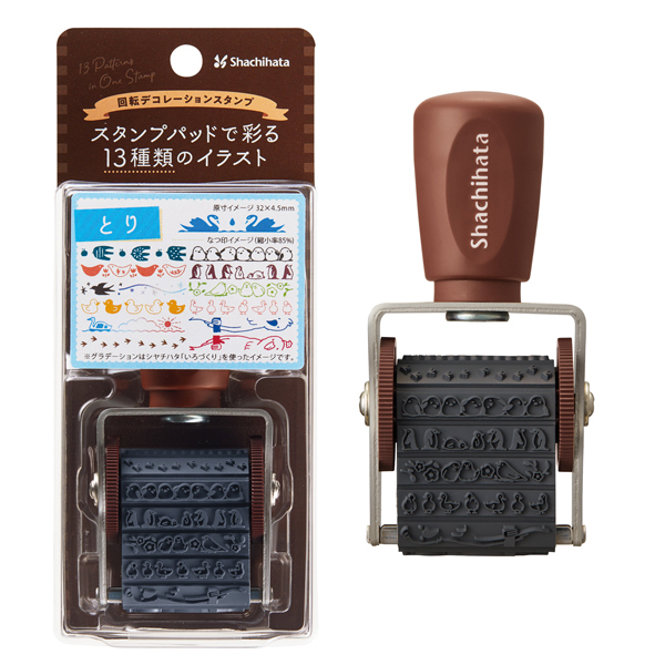 鳥 13款圖案 迴轉印章｜日本SHACHIHATA