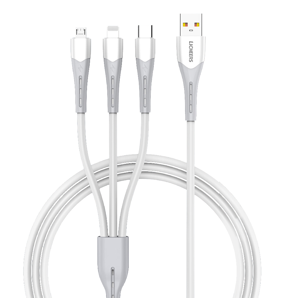 領臣  矽膠一拖三多功能快充線 M+L+T 6A