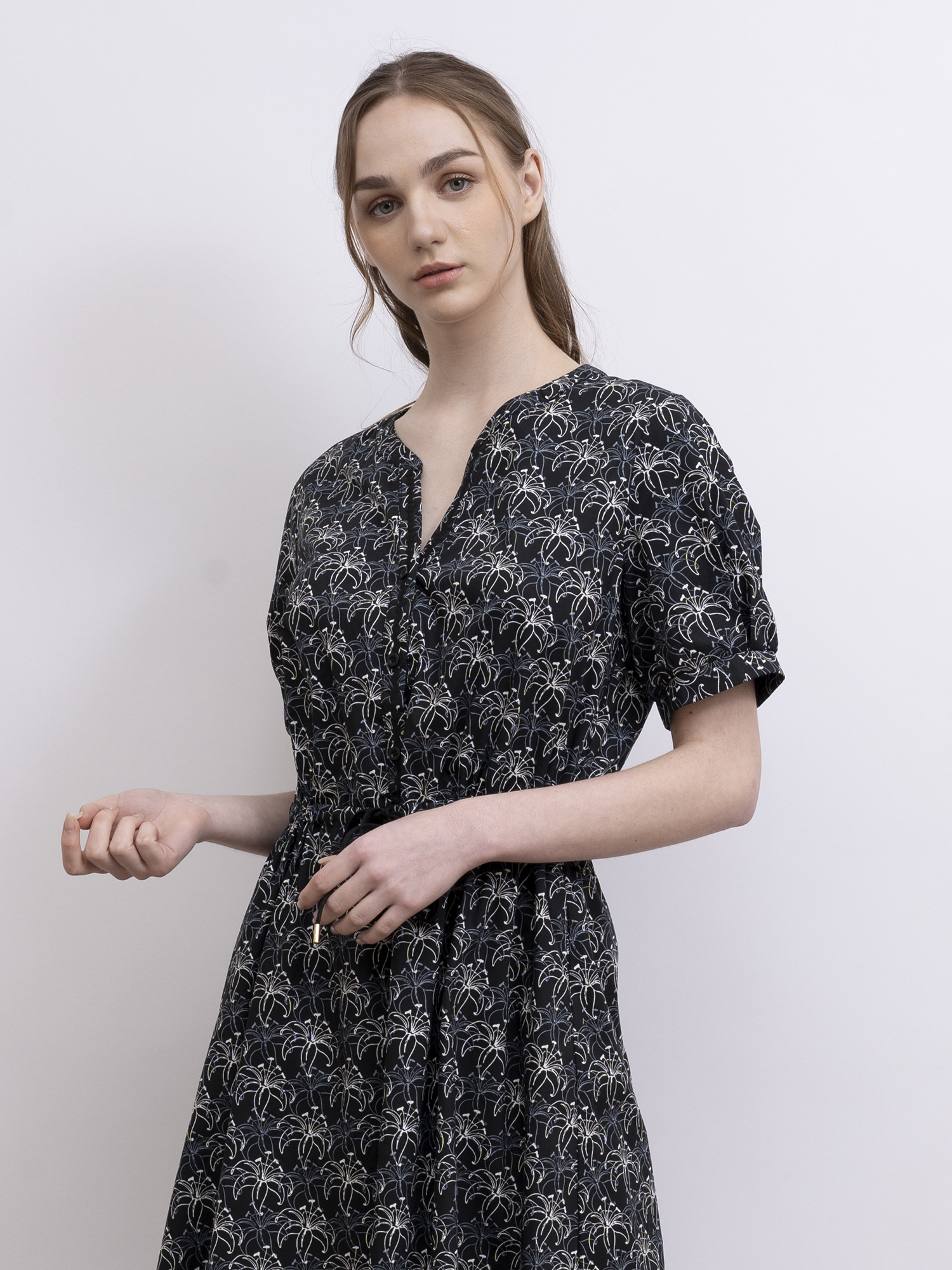 mi-tu 印花V領連身裙