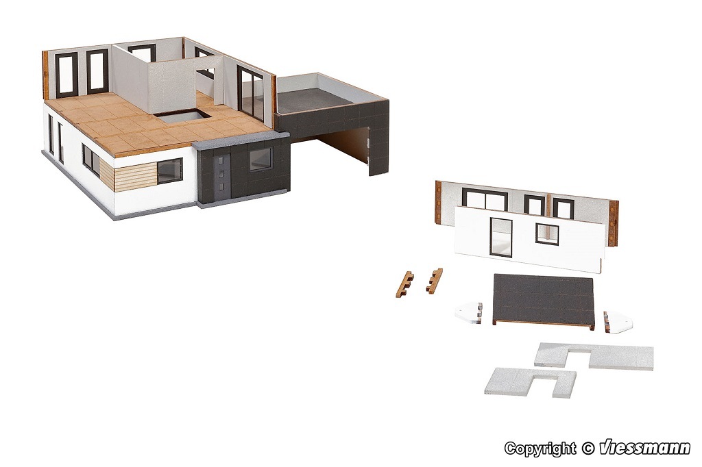 Kibri 38335 HO scale Cube house Julia under construction - Polyplate kit  L 17.6 x W 14.6 x H 6.8 cm